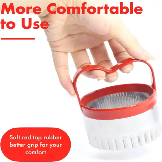 3 Pcs Biscuit Cutter Set Fluted Round Cookie Cutters Handle Red Top Rubber {4}