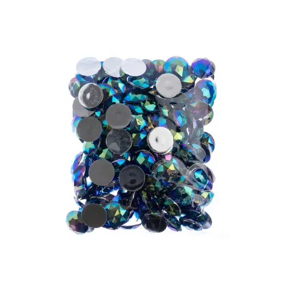 John Bead 16mm Round Acrylic Flat Back Rhinestones, 200pcs Royal Blue AB {3}