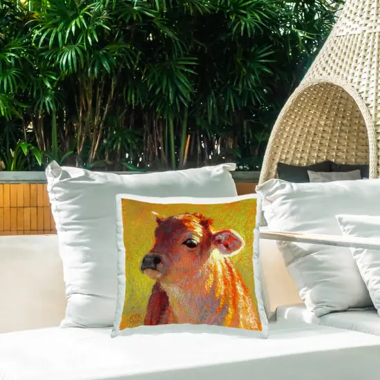 Impressionist Sunlit Cow Design by Rita Kirkman Outdoor Printed Pillow  {2}