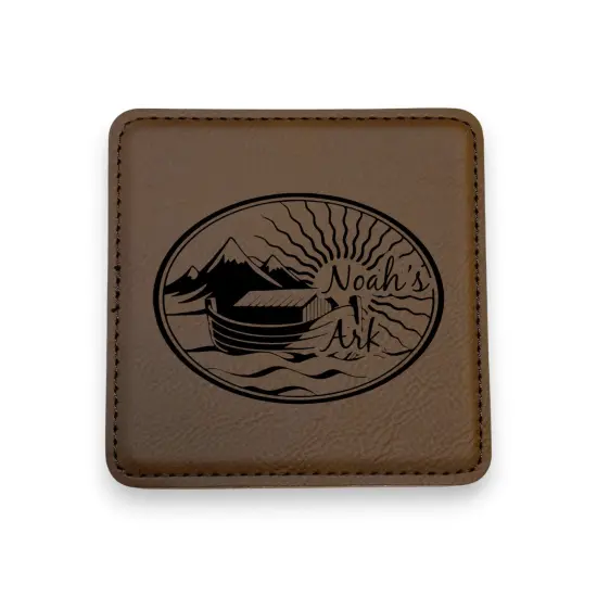 Coaster - Noahs Ark - SET OF 2 - Leather or Stitched Cork Dark Brown/Black {1}