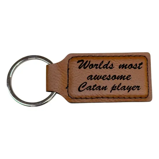 Keychain - Rectangle - Catan Player - Leather Rustic/Gold {2}