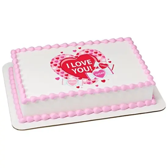 Sweet Candy Valentines PhotoCake&reg; Edible Cake Topper Icing Image for 1/4 Sheet cake or larger {1}