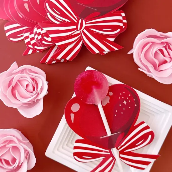 Wrapables Valentines Lollipop Paper Card Candy Holders, Hearts and Bows Party Supplies, Decorations, Party Favors (100pcs) {5}