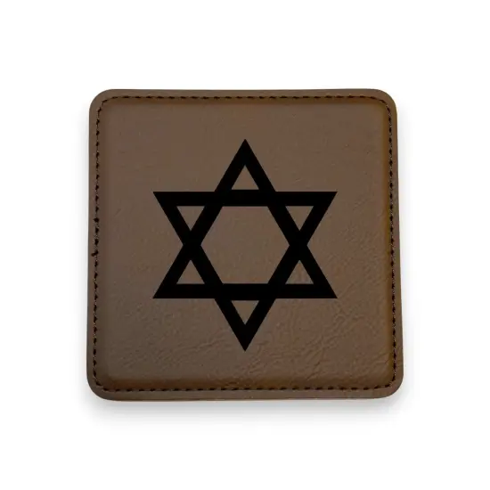 Coaster - Star of David - SET OF 2 - Leather or Stitched Cork Stitched Cork/Black {2}