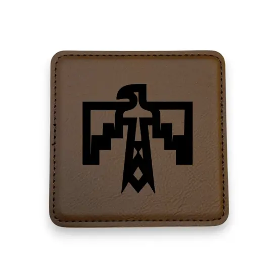 Coaster - Thunderbird Native American - SET OF 2 - Leather or Stitched Cork Dark Brown/Black {1}