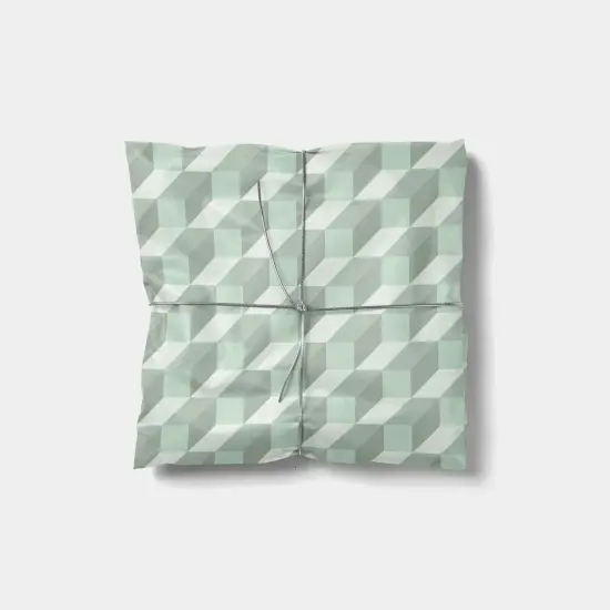 Soft Green 3D Block Gift Wrap {1}