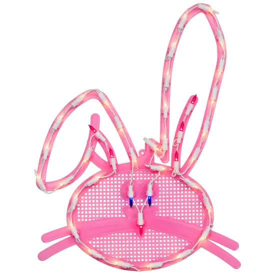 Northlight Lighted Bunny Head Easter Window Decoration - 17" Pink {3}