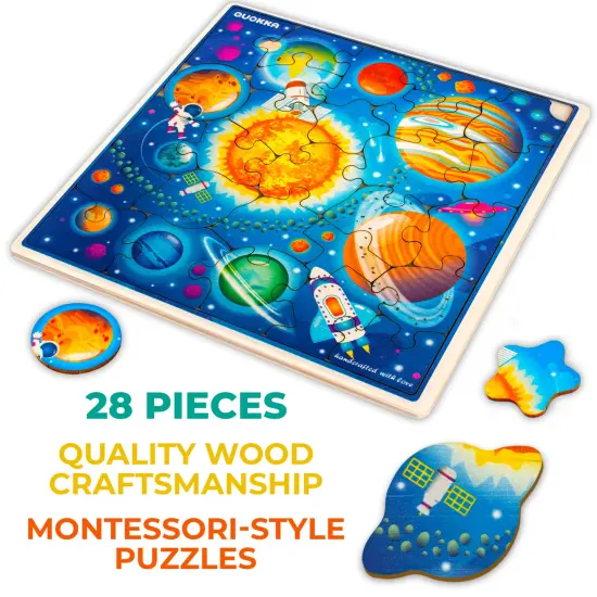 28 Pieces Wooden Puzzles for Kids | Space {3}