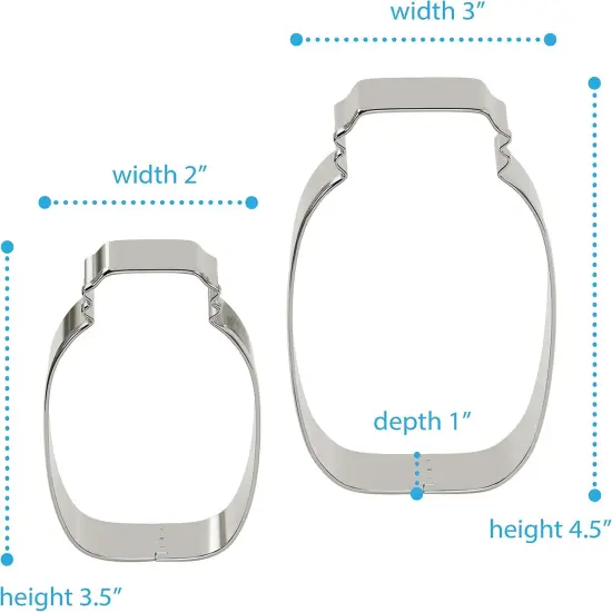 Mason Jar Cookie Cutters Set &ndash; Stainless Steel 4 Pcs 3.5" & 4.5 {2}