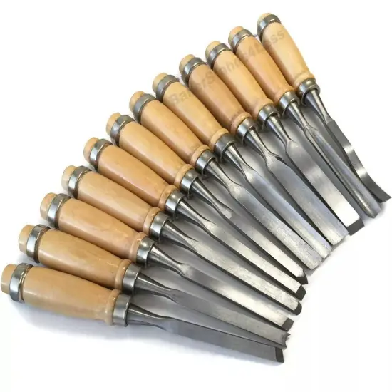 12 pc DELUXE Wood Carving CHISEL SET Set Wood Carvers CHISELS - Gouges Shapes {1}