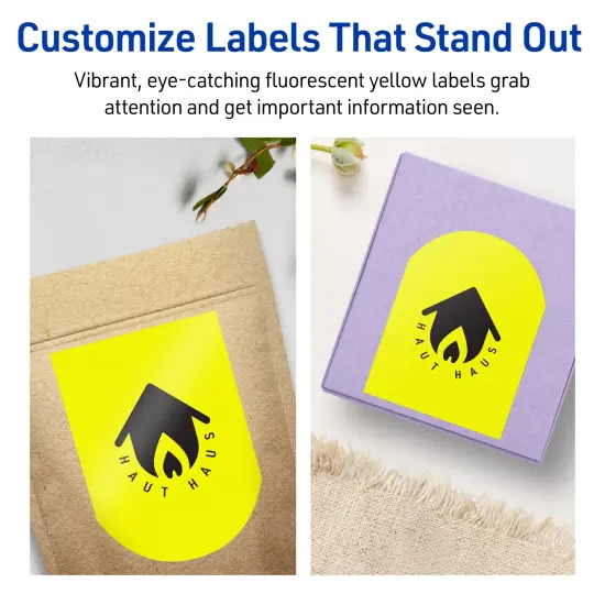 Avery Neon Yellow Paper Labels, 4.75" x 3.5" Arched {3}