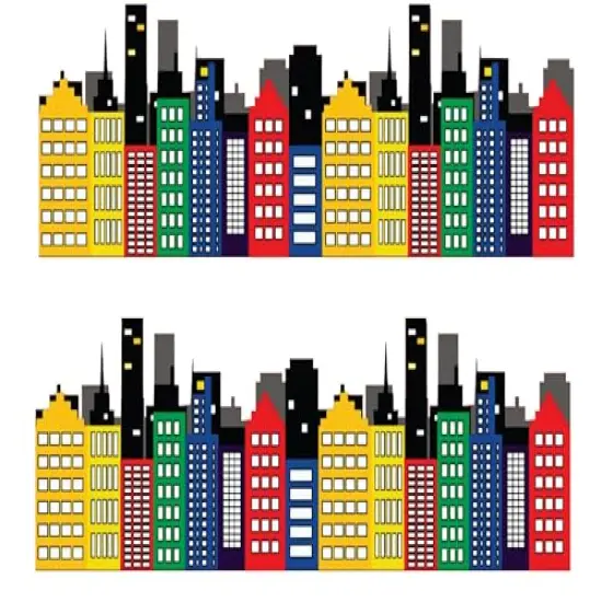 Colorful City skyline Super hero skyline Edible Cake Border 4x10 inchs… {1}