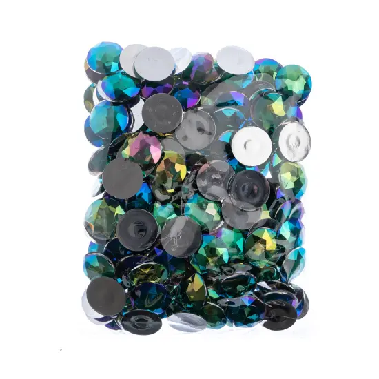 John Bead 20mm Round Acrylic Flat Back Rhinestones, 200pcs Green AB {4}