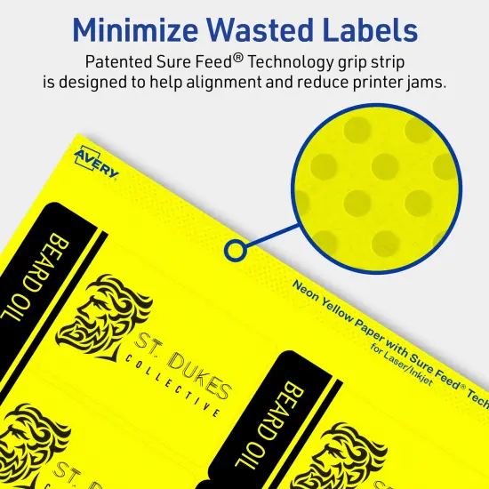 Avery Neon Yellow Paper Labels, 2" x 3.75" Rectangle {4}