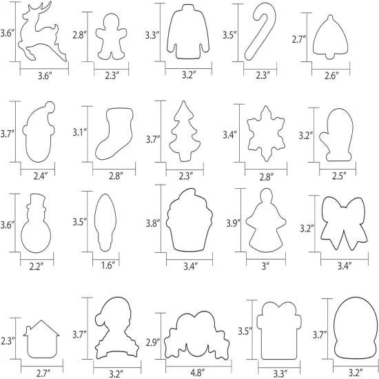 20 Pieces Christmas Cookie Cutters &ndash; Glove Gingerbread Angel Candy Cane & More {2}