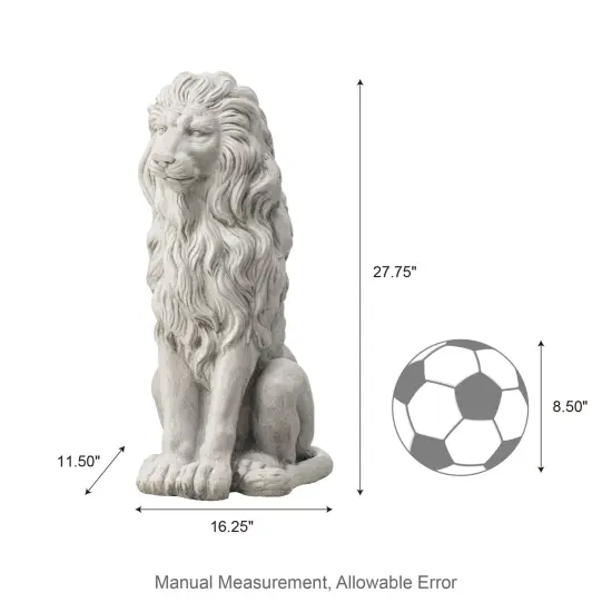 Set of 2 20.75"H/27.75"H MGO White Guardian Sitting Lion Statue 2pcs -27.75"H White {2}