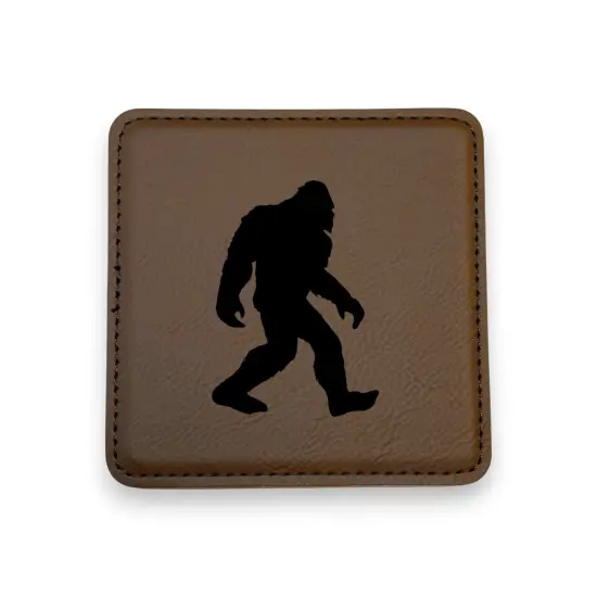 Coaster - Bigfoot Sasquatch - SET OF 2 - Leather or Stitched Cork Dark Brown/Black {1}