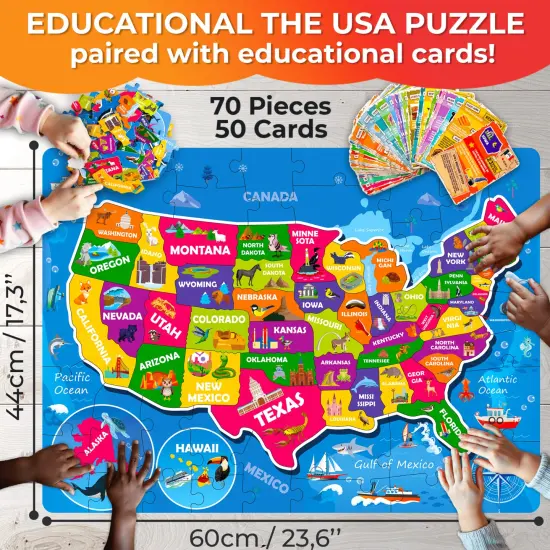 70 Piece Jigsaw Puzzles 50 Cards For Kids | USA {2}
