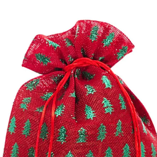 Metallic Christmas Tree Fabric Bag 4&rdquo; x 6&rdquo; Holiday Wrapping {5}