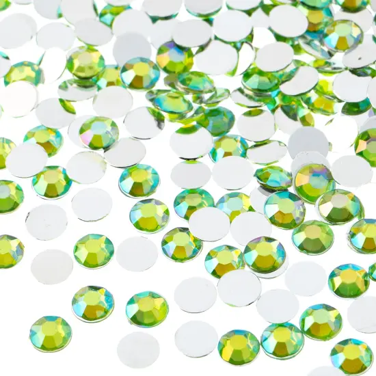 John Bead 6mm (SS28) Round Acrylic Flat Back Rhinestones, 1000pcs Peridot AB {1}