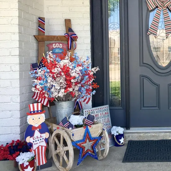 4th of July Artificial Flowers Fake Patriotic Babys Breath Flowers for Independence Day {5}