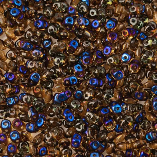 Matubo 2-Hole Czech Glass Special Coating/Finish Superduo Beads, 100g Topaz Azuro {1}