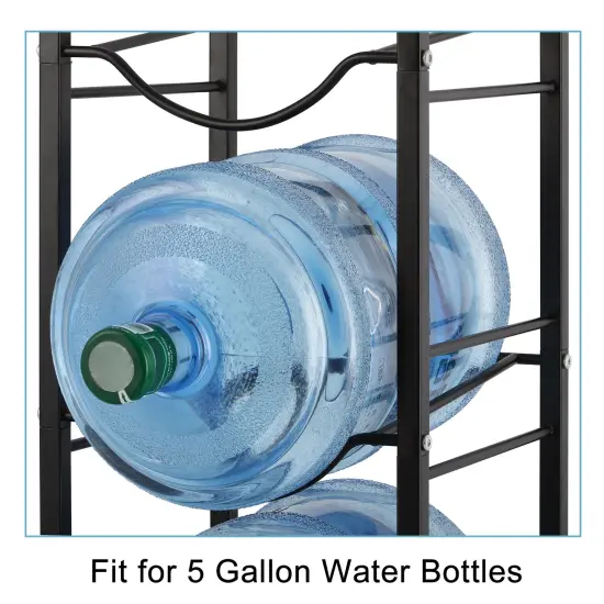 4-Tier Water Jug Rack, 5 Gallon Detachable Water Bottle Holder for Kitchen, Office, Home, Black {4}