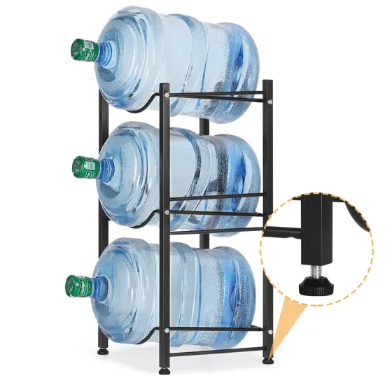 3-Tier Water Jug Rack, 5 Gallon Detachable Water Bottle Holder for Kitchen, Office, Home, Black {4}