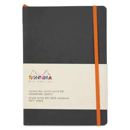 Rhodiarama Soft Cover Notebook - Dot Grid, Black, 5-3/10" x 8-7/10" {1}
