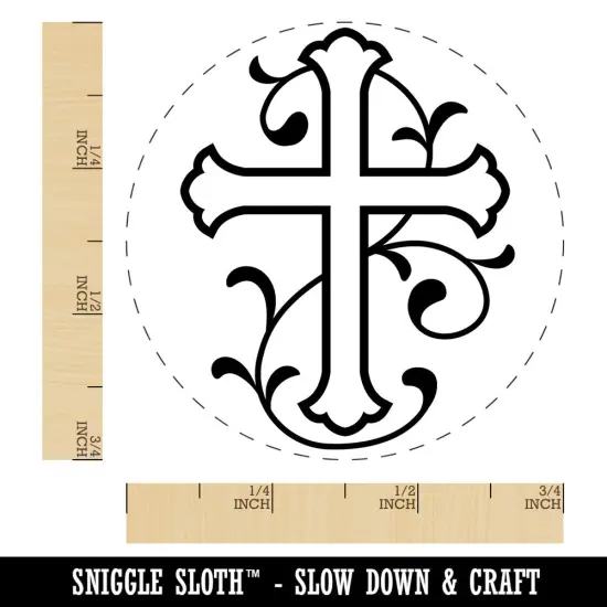 Roman Cross with Vines in Background Christianity Holy Self-Inking Rubber Stamp Black {1}