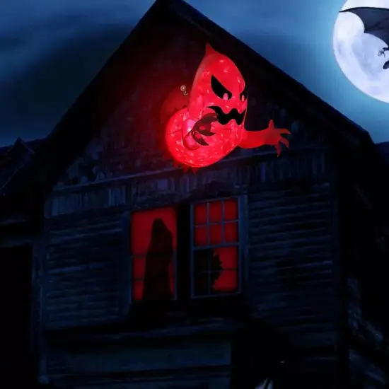 4.5ft Inflatable with LED Flying Ghost Broke Out from Window Halloween Decor {5}