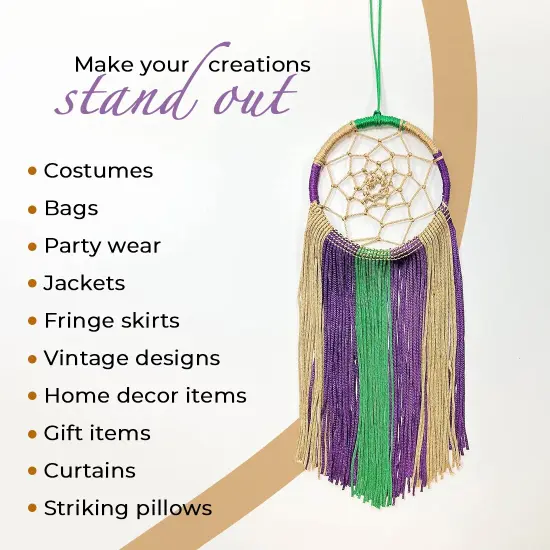 6" Multicolor Chainette Fringe Trim, Decorative, Versatile for Costumes | 5 yard cut Gold Multi {5}