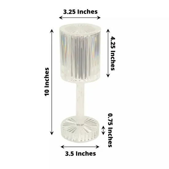 Clear 10" Acrylic Crystal Desk Lamp Decorative Cylinder LED Light Party Events {4}
