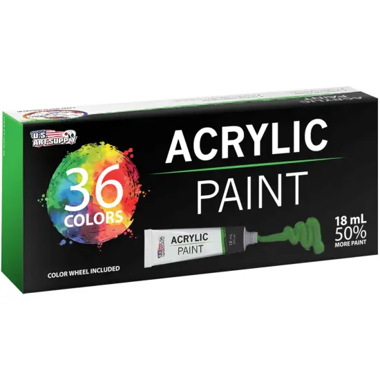Professional 36 Color Set of Acrylic Paint in Large 18ml Tubes - Rich Vivid Colors for Artists, Students, Beginners - Canvas Portrait Paintings {5}
