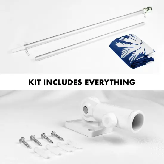 G128 - 6 Feet Tangle Free Spinning Flagpole (Silver) South Carolina Flag Brass Grommets Embroidered 3x5 ft (Flag Included) Aluminum Flag Pole {2}