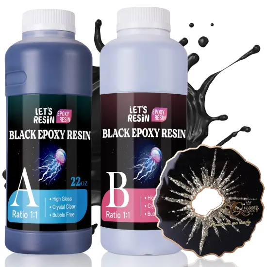LET'S RESIN EPOXY RESIN Black Resin Epoxy,44OZ Bubble Free & High-Gloss Epoxy Resin Kit,Self Leveling Resin and Hardener for Art Crafts,Jewelry Making,Resin Molds {1}