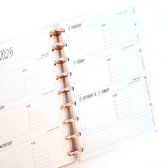 2025 Planner - Mini Horizontal Layout, Disc Bound - "Teal Strokes" (#1002) {6}