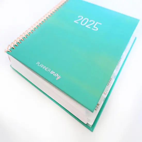 2025 Planner - Mini Horizontal Layout, Spiral Bound - "Teal Strokes" (#402) {4}