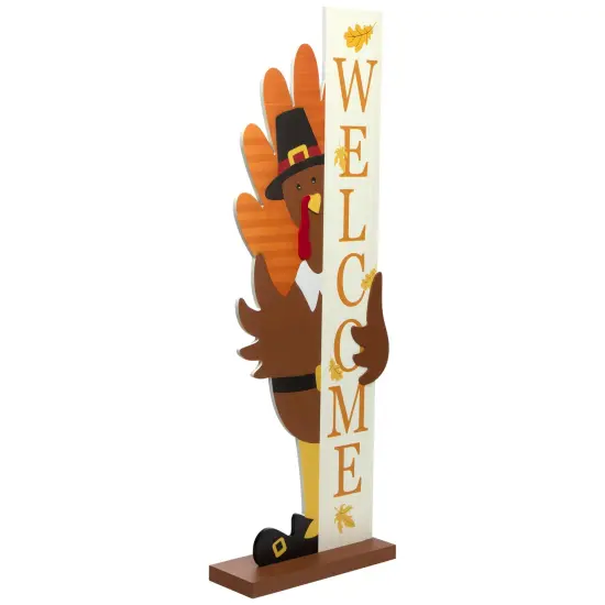 Northlight Turkey Welcome Fall Harvest Outdoor Porch Sign - 35.5" Brown {4}