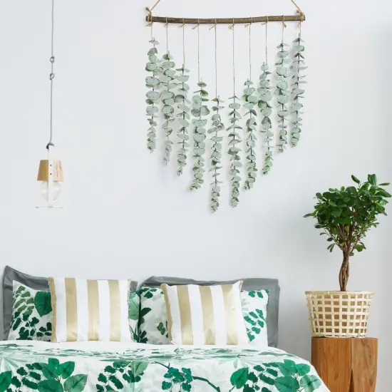 Bestjing Artificial Eucalyptus Wall Hanging Decor - Fake Eucalyptus Leaves Greenery Eucalyptus Vines Wall Hanging Plants - Farmhouse Rustic Boho Wall Decor for Bathroom Bedroom Livingroom Decorations {6}
