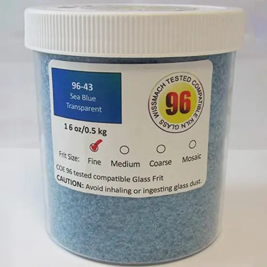 Wissmach Frit Fine Sea Blue 96-43 1Lb. Jar 96 COE {2}