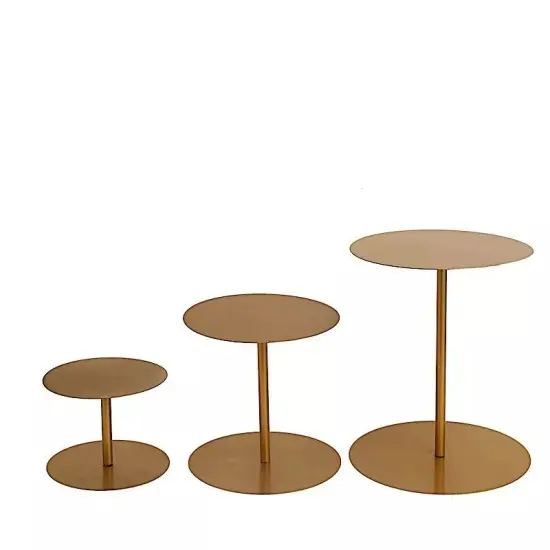 3 Gold Round Metal CUPCAKE STANDS Dessert Display Riser Party Events Decorations {1}