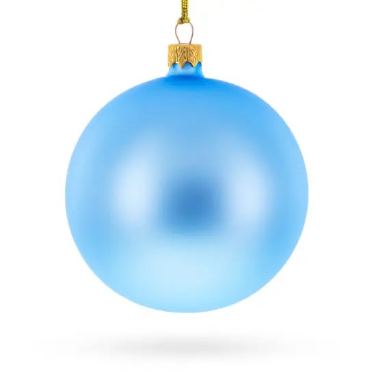 Set Of 4 Light Matte Blue Glass Ball Christmas Ornaments 4 Inches {3}
