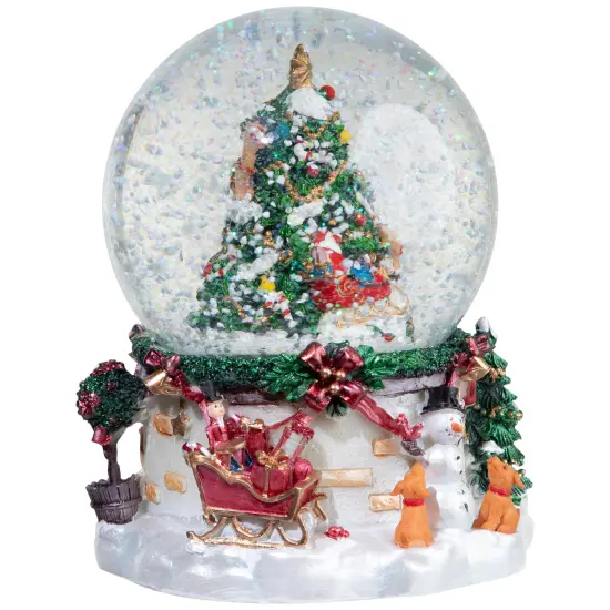 Northlight Musical Christmas Tree and Santa Claus Snow Globe - 6.75" Green {4}
