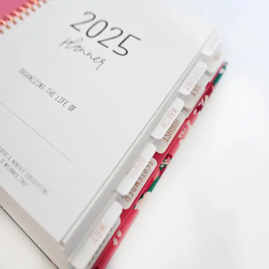 2025 Planner - Vertical Layout, Spiral Bound - "Teal & Pink Floral" (#305) {5}