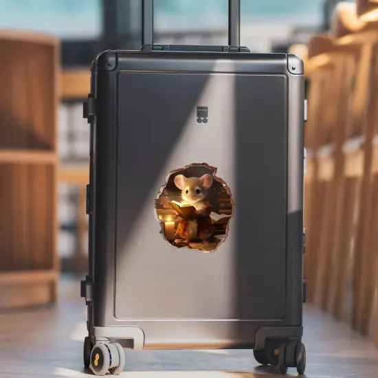 2x Mouse Hole 3D Wall Stickers-Mouse Reading Book,Mouse Hole Decal, Mouse Wall Decal,Handmade Wall Clings,Mouse Wall Stickers & Murals,Wall Decor For Home, Kids Room,Gift Idea {2}