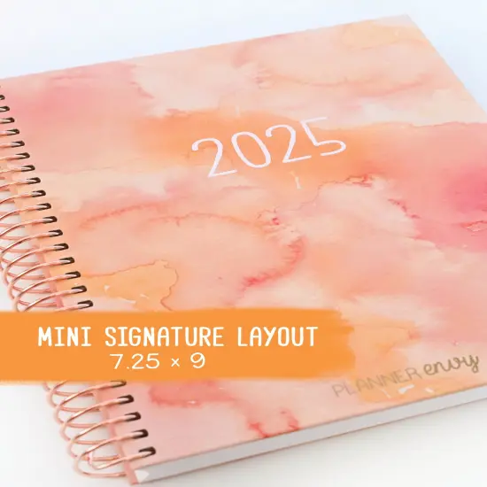 2025 Planner - Mini Signature Layout, Spiral Bound - "Sunset Watercolor" (#503) {1}