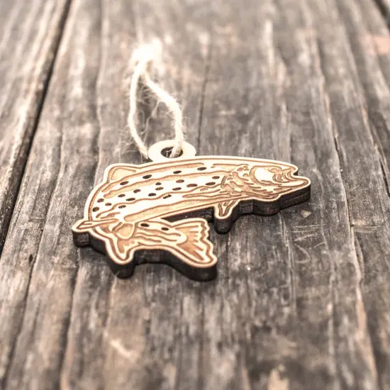 Ornament - Trout - Raw Wood 3x3in {4}