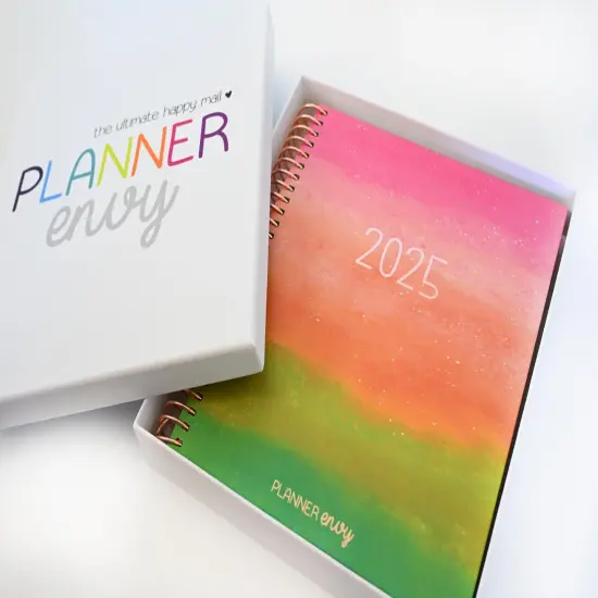 2025 Planner - Horizontal Layout, Spiral Bound - "Rainbow Glitz" (#101) {2}