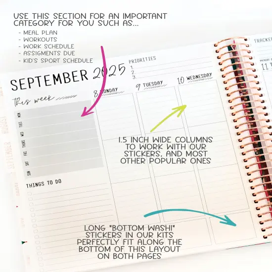 2025 Planner - Vertical Layout, Spiral Bound - "Rainbow Glitz" (#301) {5}